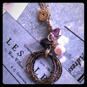 stunning stainless and Swarovski necklace purple silver